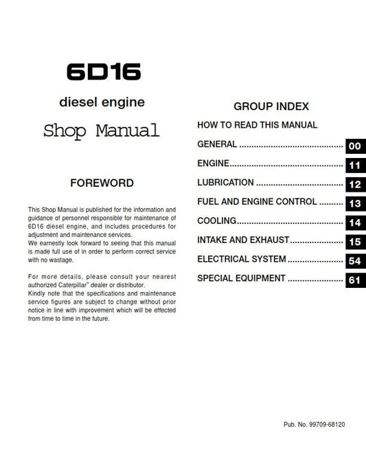 Caterpillar Service Manual - 6D16 Diesel Engine - DP80 DP90 DP100 DP115 DP135 DP150