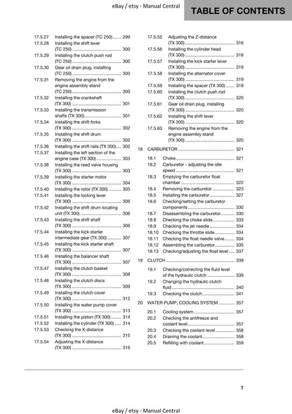 Husqvarna 2017 - TC 250 TX 300 - Service Workshop Repair Manual