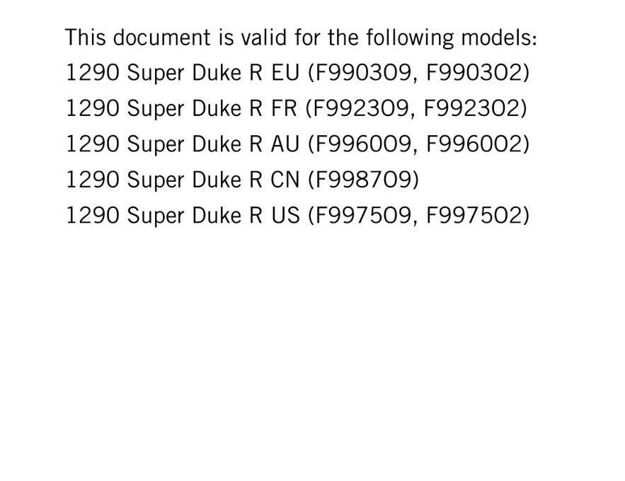 KTM 2015 - 1290 Super Duke R - Service Workshop Repair Manual