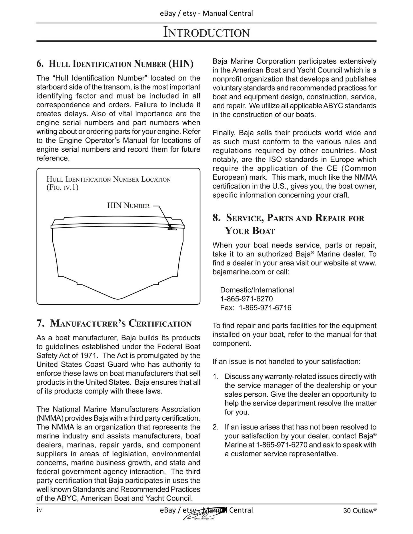 Baja Marine - 30 Outlaw - Owners Manual