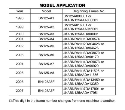 Kawasaki Eliminator 125 1998 to 2007 - Service Workshop Repair Manual
