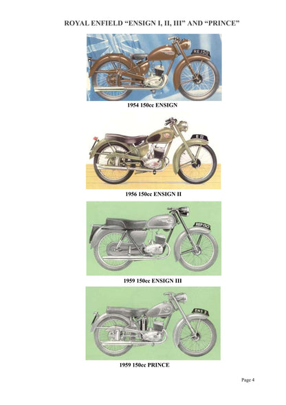 1953 to 1961 Royal Enfield 148cc Ensign I, II and III, 148cc Prince, Including Airflow Models - Workshop Service Repair Manual