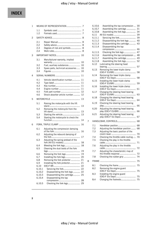 KTM 2021 - 250 Exc-f Six Days - Service Workshop Repair Manual