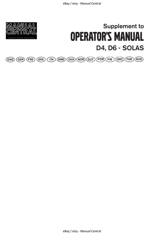Volvo Penta - D4 D6 Solas - Operator Manual Supplement