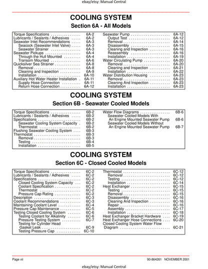 Mercury Mercruiser Service Manual 32 - 4.3L Gasoline Engine - SN 0M322781 & ABove -Nov 2001 Edition
