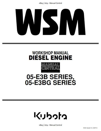 Kubota Diesel Engine -Serie 05-E3B 05-E3BG - Workshop Service Repair Manual