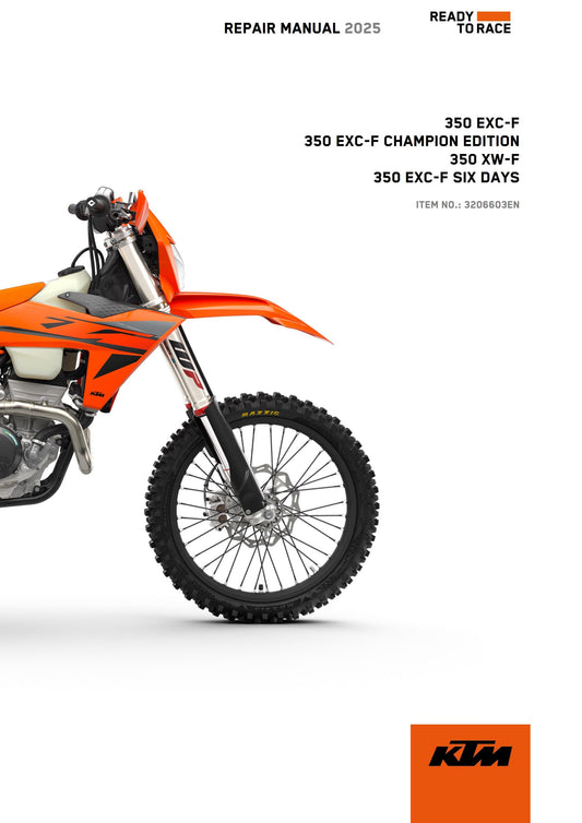 KTM 2025 - 350 Exc-f Champion Edition Six Days Xw-f - Service Workshop Repair Manual