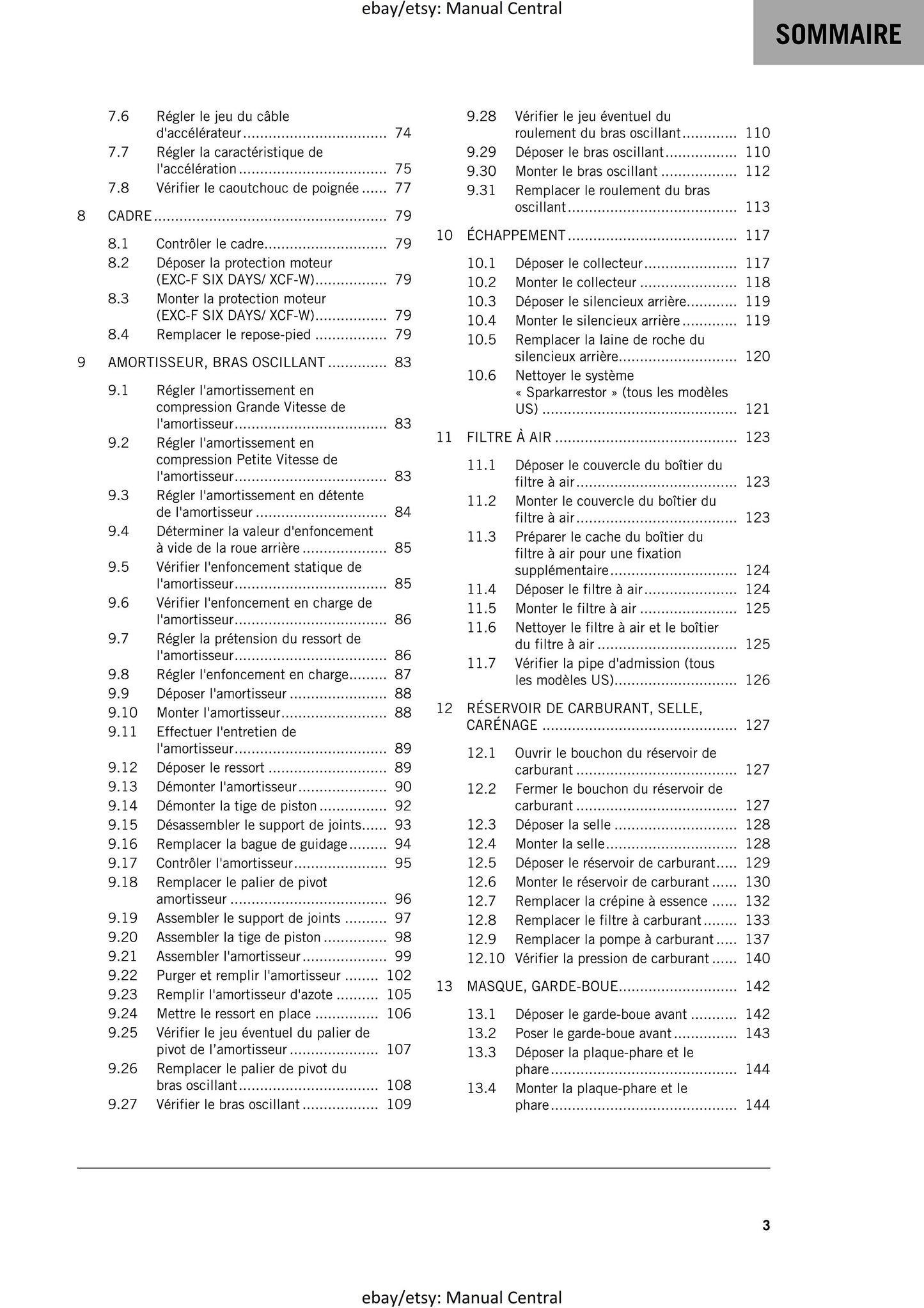 PDF - French Language - Ktm 2021 - 450 500 exc-f six days xcf-w - Manuel De Reparation -  Service Workshop Repair Manual