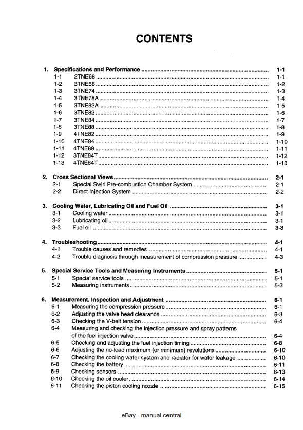 Yanmar Industrial Diesel Engine TNE Series Service Workshop Repair Manual