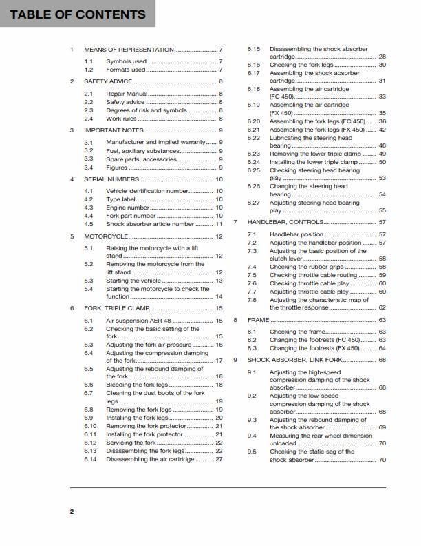 Husqvarna 2017 - FC FX 450 - Service Workshop Repair Manual