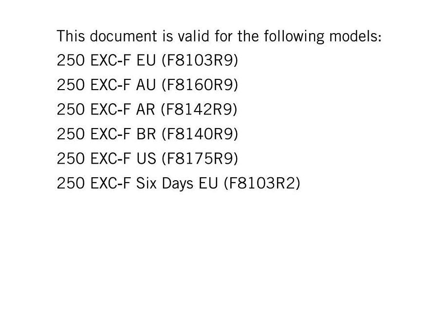 KTM 2018 - 250 Exc-f Six Days - Service Workshop Repair Manual