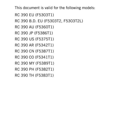 KTM 2020 - RC 390 - Service Workshop Repair Manual