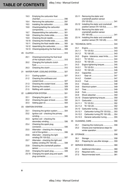 Husqvarna 2019 - TX 125 TE 150 - Workshop Service Repair Manual