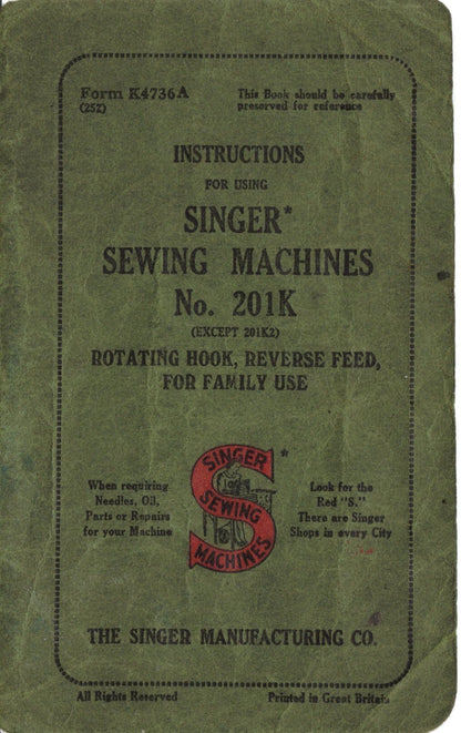 Singer 201K Sewing Machines -  Instruction User Manual
