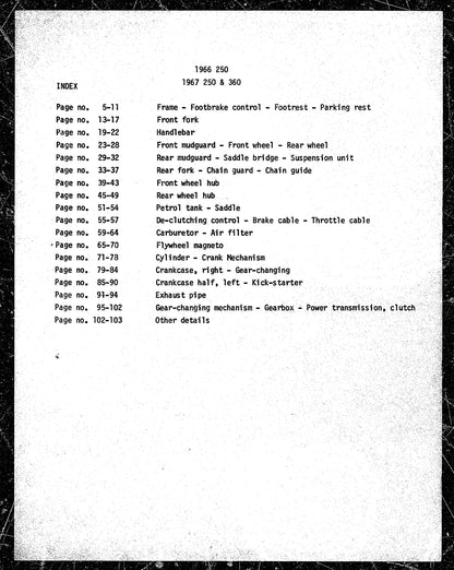 Husqvarna 1966 1967 Motocross 250 - 1967 Motocross 360 - Parts Manual