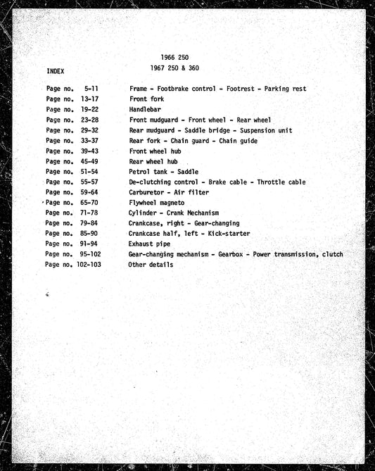 Husqvarna 1966 1967 Motocross 250 - 1967 Motocross 360 - Parts Manual
