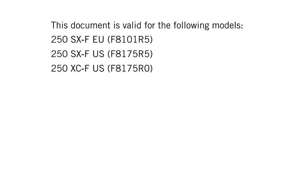 KTM 2018 - 250 SX-F XC-F - Service Workshop Repair Manual