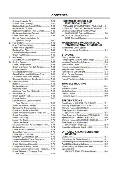 Hitachi Zaxis - 70 70lc 80sb 80sblc 85us - Operators Manual - Excavator