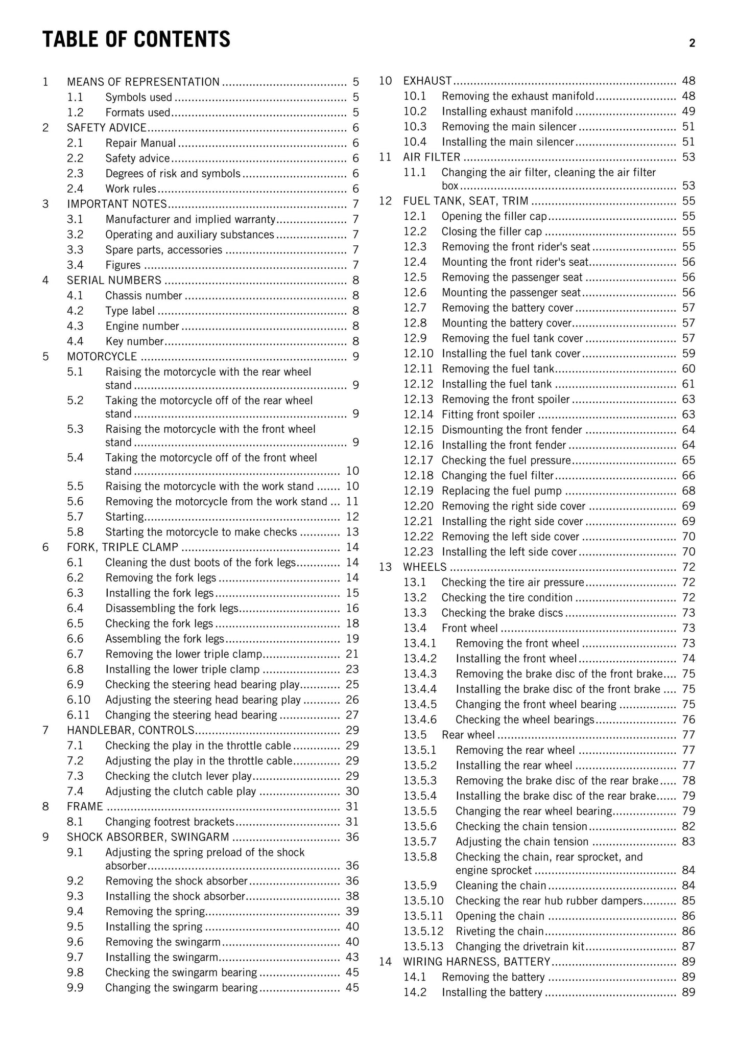 KTM 2014 - RC 125 EU - Service Workshop Repair Manual