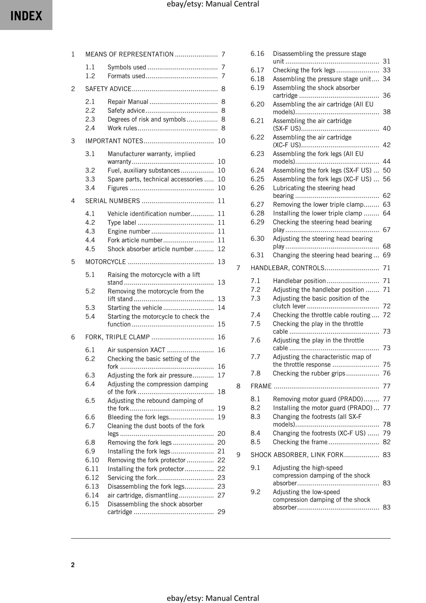 PDF - KTM 2020 - 250 Sx-f Xc-f Prado - Service Workshop Repair Manual