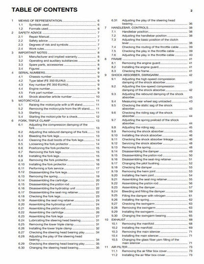 Husqvarna 2014 - Fe 350 EU AU US - Service Workshop Repair Manual