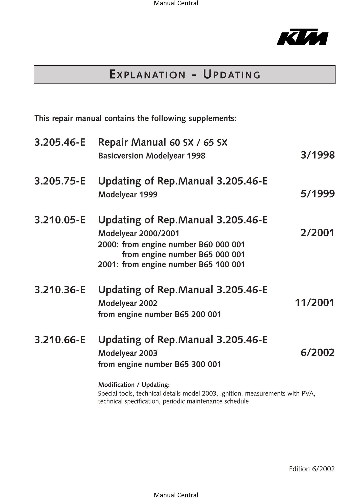 KTM 1998 1999 2000 2001 2002 - 60 65 SX - Engine - Service Workshop Repair Manual