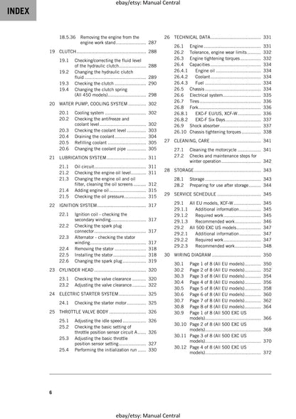 KTM 2020 - 450 500 Exc-f Six Days Xcf-w - Service Workshop Repair Manual