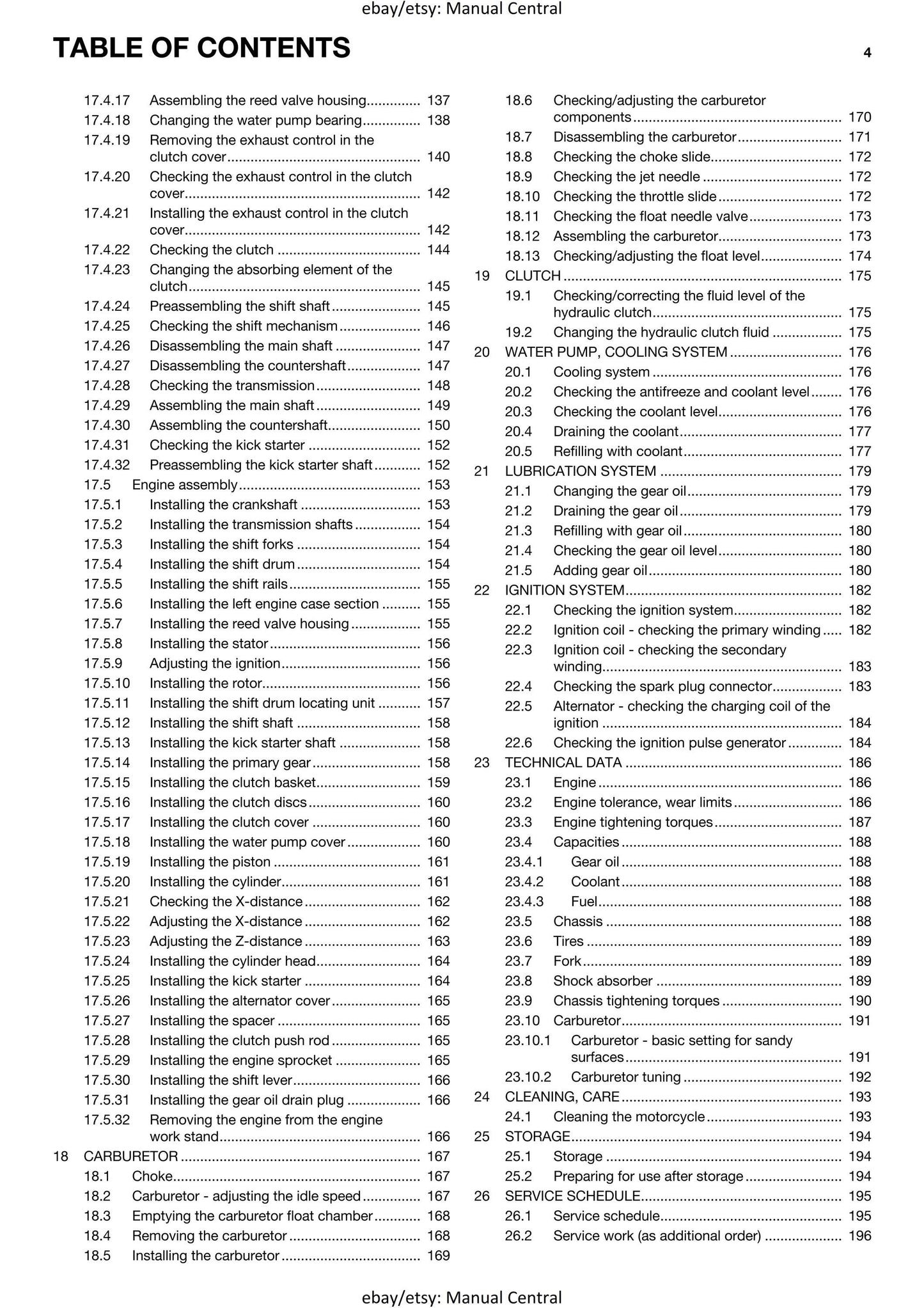 Husqvarna 2014 - TC 125 EU - Service Workshop Repair Manual