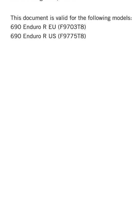 KTM 2020 - 690 Enduro R - Service Workshop Repair Manual
