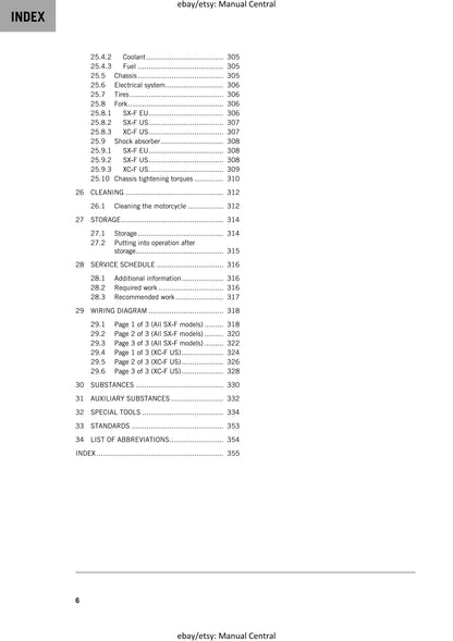 KTM 2018 - 250 SX-F XC-F - Service Workshop Repair Manual