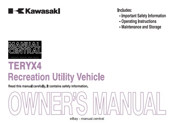 Kawasaki TERYX4 Recreation Utility Vehicle - Owners Manual - KRT800AE KRT800BE KRT800CE KRT800DE