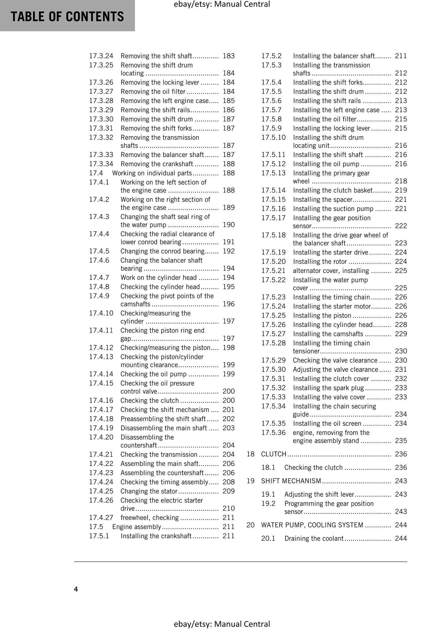 KTM 2017 - 250 Duke - Service Workshop Repair Manual