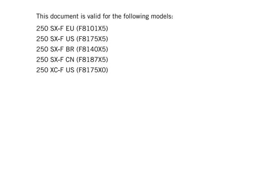 KTM 2024 - 250 Sx-f Xc-f - Service Workshop Repair Manual
