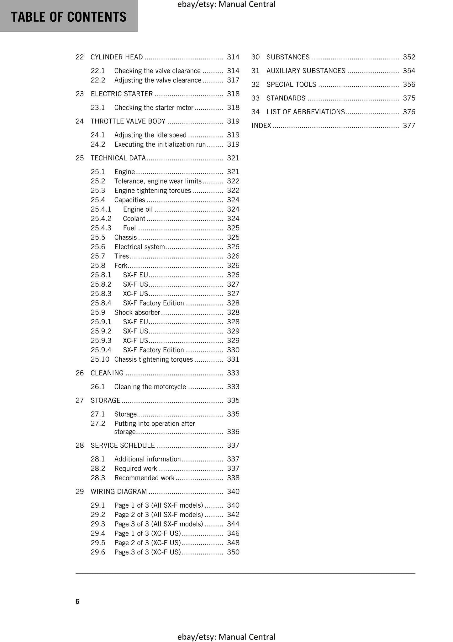 KTM 2017 - 250 XC-F SX-F Factory Edition - Service Workshop Repair Manual