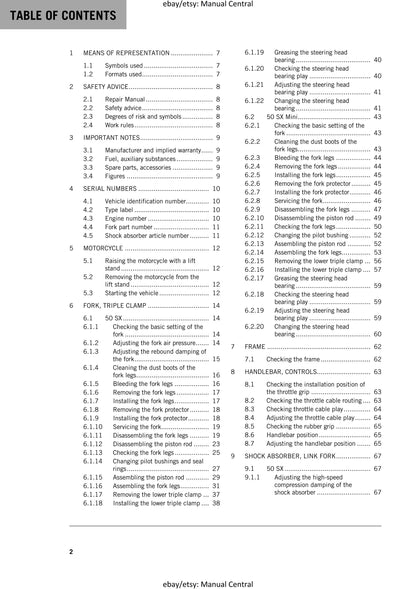 KTM 2018 - 50 Sx Mini - Service Workshop Repair Manual