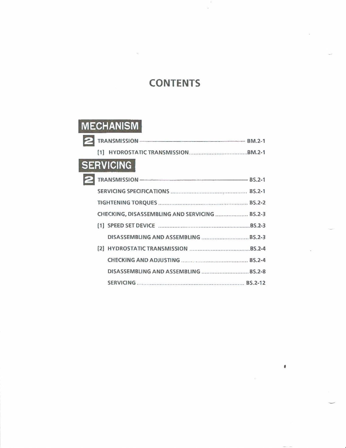 Kubota Tractor - B6200HST B7200HST - Mechanism Section - Workshop Service Repair Manual