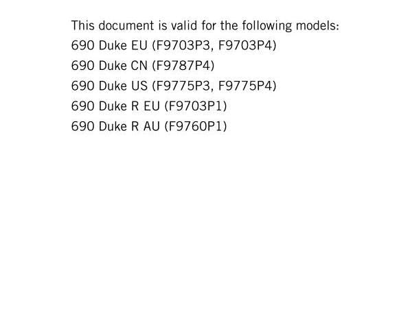 KTM 2016 - 690 Duke R - Service Workshop Repair Manual