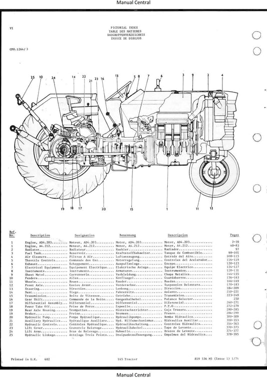 Massey Ferguson - MF165 MF 165 Tractor Parts Manual