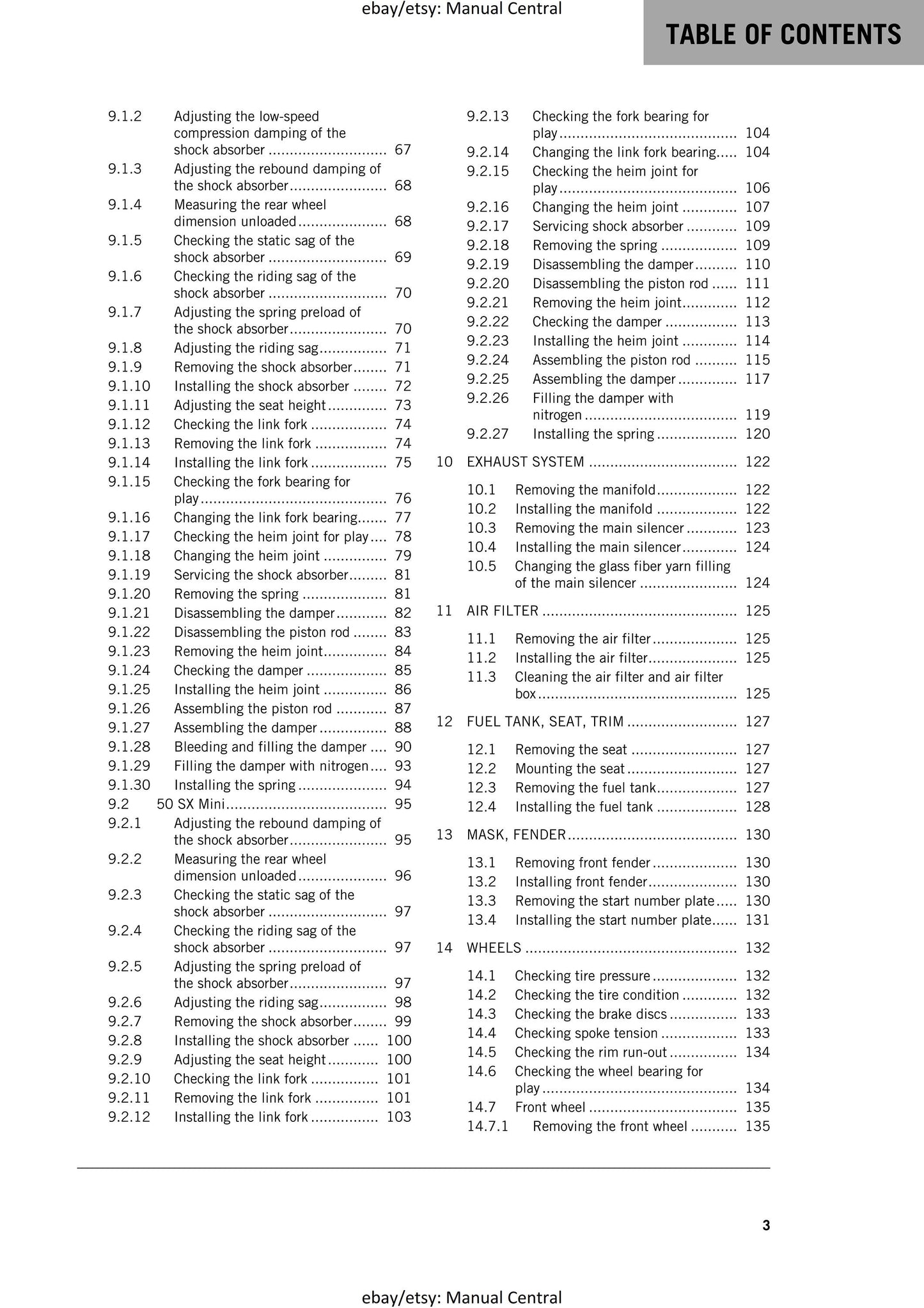 KTM 2018 - 50 Sx Mini - Service Workshop Repair Manual