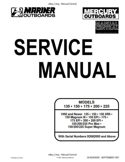 Mercury Outboards -  Service Manual 135 150 175 200 225 - workshop manual