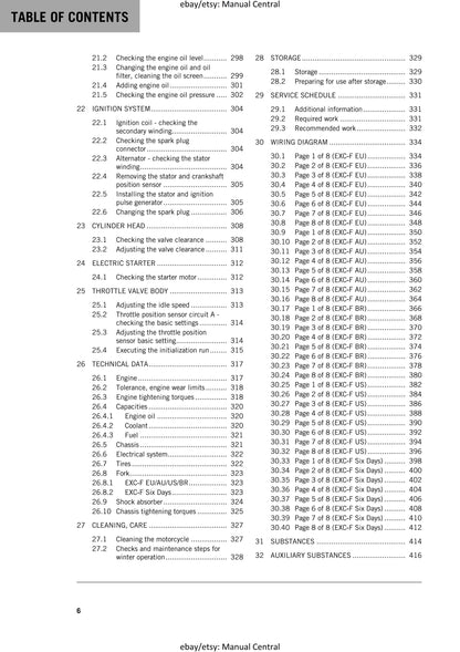 KTM 2017 - 250 EXC-F Six Days - Service Workshop Repair Manual