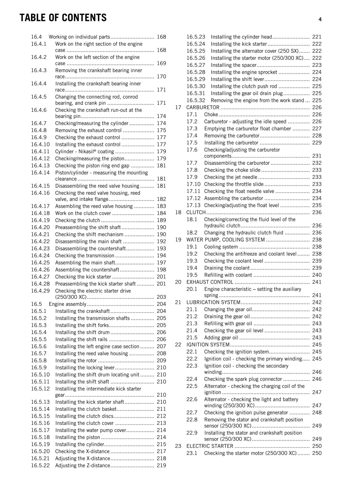 KTM 2015 - 250 300 SX XC Eu Us - Service Workshop Repair Manual