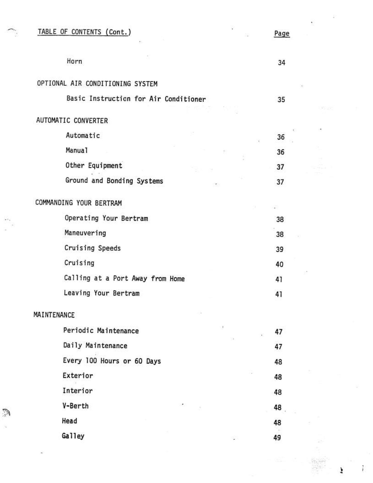 Bertram 33  - Owners Manual