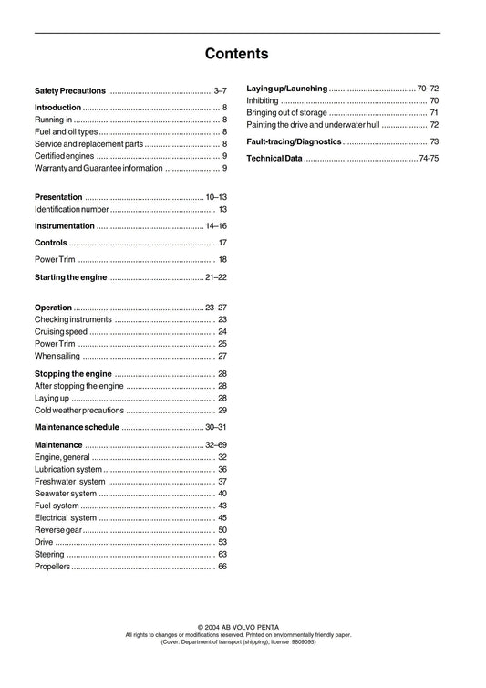 Volvo Penta - Owners Manual - 31 32 41 42 43 44 300 Series