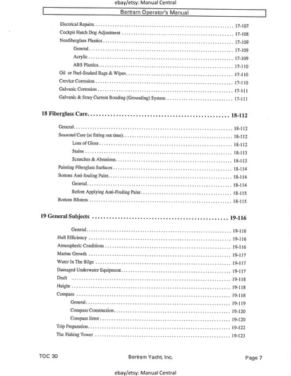 Bertram 30 Moppie - Owners Manual