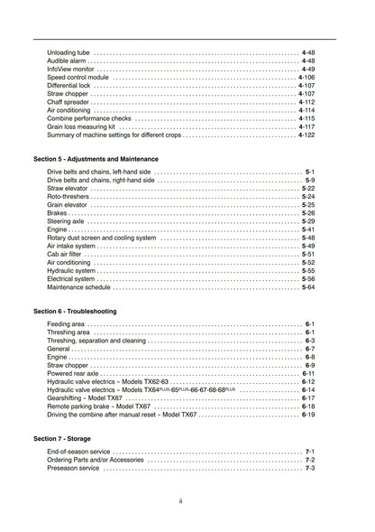 New Holland - TX 62 63 64 65 66 67 68 PLUS-  Operator Manual
