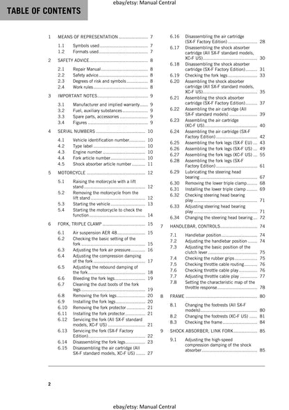 KTM 2017 - 450 SX-F XC-F Factory Edition - Service Workshop Repair Manual