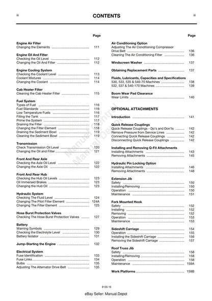 JCB 530 532 533 535 537 540 Operator Handbook