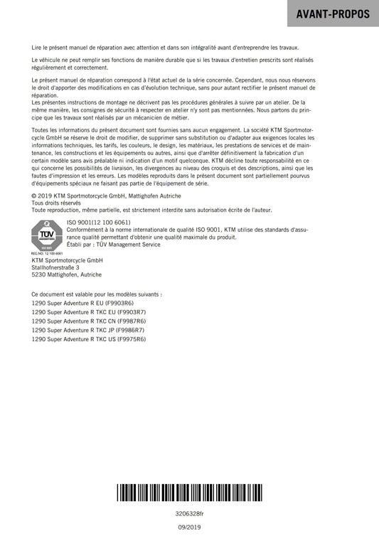 French Language - Ktm 2018 - 1290 Super Adventure R - Manuel De Reparation -  Service Workshop Repair Manual