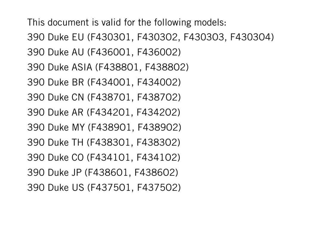 KTM 2015 - 390 Duke - Service Workshop Repair Manual
